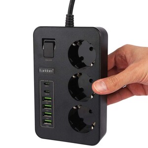 چندراهی برق ارت‌دار 3 سوکت،4 پورت یو‌اس‌بی و 2 پورت تایپ‌سی 3000 وات ارلدام