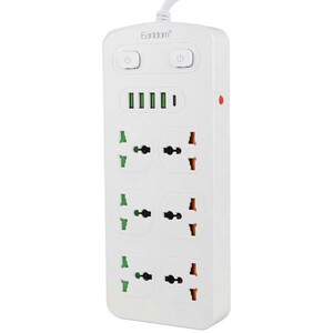 چند راهی 6 سوکت و 4 یو اس بی و 1 تایپ سی 2500 وات ارلدام ES-SC09