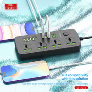 خرید چندراهی برق یک سوکت، دو تایپ سی و هشت یو‌اس‌بی 3000 وات ارلدام