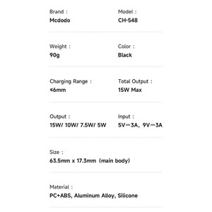 هولدر شارژر وایرلس گوشی موبایل داخل خودرو 15وات مک دودو