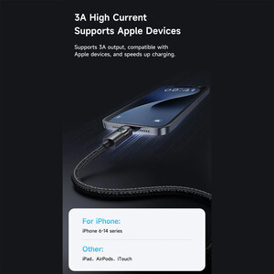 خرید کابل شارژ و انتقال داده یو اس بی به لایتنینگ فست شارژ 3 آمپر 1.2 متری مک دودو