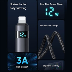 قیمت کابل شارژ و انتقال داده یو اس بی به لایتنینگ فست شارژ 3 آمپر 1.2 متری مک دودو