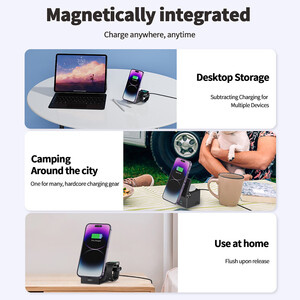 فروش شارژر وایرلس رومیزی 15 وات سه کاره ایکس او