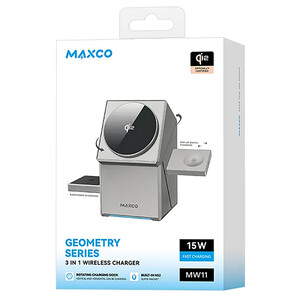 فروش شارژر بی سیم رومیزی 15 وات سه کاره مکس کو