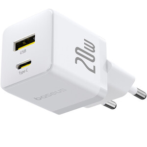 خرید شارژر دیواری فست تایپ‌سی و یو اس بی 20 وات بیسوس با کابل دو سر تایپ سی