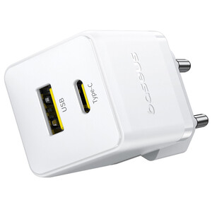 فروش شارژر دیواری فست تایپ‌سی و یو اس بی 20 وات بیسوس با کابل دو سر تایپ سی