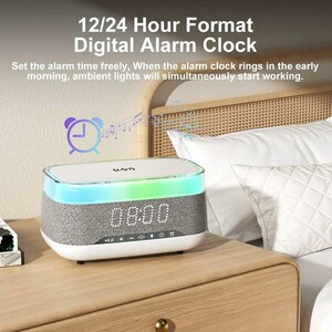 اسپیکر، شارژ بی‌سیم 15 وات، چراغ خواب و ساعت دیجیتال رومیزی PGM202