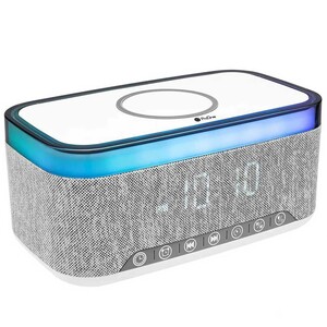 اسپیکر، شارژ بی‌سیم 15 وات، چراغ خواب و ساعت دیجیتال رومیزی PGM202