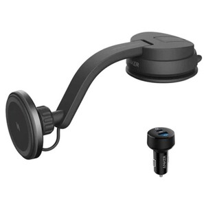 هولدر شارژر وایرلس آیفون داخل خودرو انکر همراه با شارژ فندکی و کابل دو سر تایپ‌سی