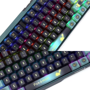 کیبورد مکانیکی گیمینگ بی سیم سه حالته شارژی پوکمون چری