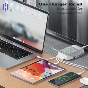 شارژر بی سیم مگنتی چندمنظوره سوپر فست شارژ با چندین پورت تایپ سی یو اس بی لایتنینگ