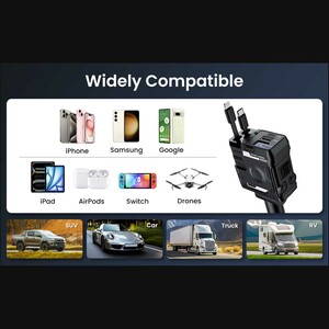 شارژر فندکی  104 وات Type-C، Lightning، USB-A ایکس او با سازگاری بالا