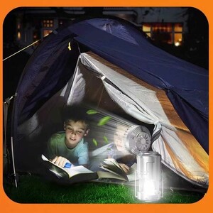 چراغ کمپینگ و پنکه شارژی قابل حمل اسمایلینگ‌شارک