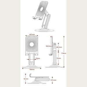 هولدر گوشی موبایل و تبلت رومیزی فلزی تاشو با چرخش 360 درجه بونروی