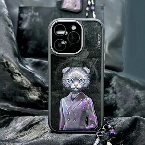 قیمت کاور محافظ گوشی آیفون 16 طرح گربه با اکسسوری واقعی نیمی