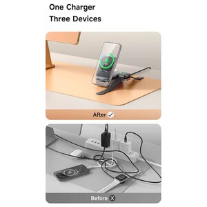 استند و شارژر بی سیم آیفون سری 12 و بالاتر 15 وات چهار کاره رومیزی تاشو مک‌دودو
