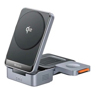 استند و شارژر بی سیم آیفون سری 12 و بالاتر 15 وات چهار کاره رومیزی تاشو مک‌دودو