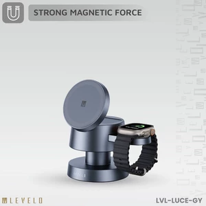 هولدر شارژر وایرلس مگ سیف چهار کاره لِوِلو با قابلیت هولدر رومیزی و چراغ خواب