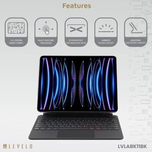 بهترین کاور چرمی کیبورد بی سیم تاچ پد دار دیجیتالی آیپد پرو 11 اینچ 2024 لِوِلو