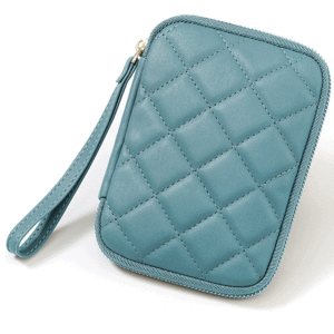 کیف پول آبی ساده زنانه با طراحی لوزی