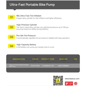 پمپ باد دوچرخه و موتور با چراغ قوه بیسوس