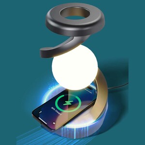 چراغ خواب شارژی طرح کره چرخشی و شارژ وایرلس