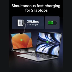 شارژر دیواری فست شارژ تایپ‌‍سی و یو‌اس‌بی 140 وات یوگرین با کابل دوسر تایپ‌سی