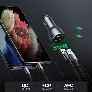 شارژر فندکی فست شارژ ماشین تایپ‌سی 36 وات یوگرین