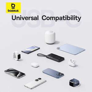 قیمت پاوربانک 10000 میلی‌آمپر USB و تایپ سی با کابل تایپ‌سی 20 وات بیسوس