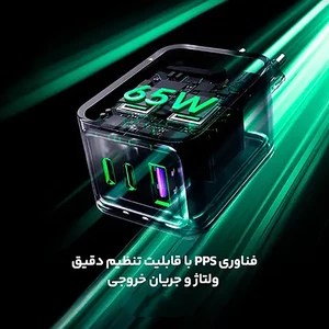 خرید شارژر دیواری 65 وات Nexode Pro سه پورت یوگرین همراه با کابل 5 آمپر تایپ سی