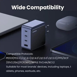 قیمت شارژر دیواری تایپ سی و یو‌اس‌بی 65 وات یوگرین