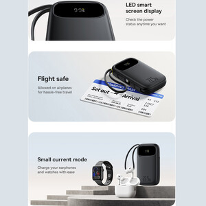 پاوربانک 20000 میلی‌آمپر یو اس بی و تایپ‌سی با کابل تایپ سی و لایتنینگ 22.5 وات بیسوس