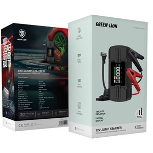 خرید جامپ استارتر، پاوربانک 12000 میلی‌آمپر، پمپ باد و چراغ قوه گرین‌لاین