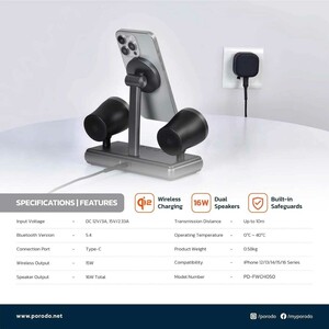 اسپیکر بلوتوث و شارژر وایرلس پورودو