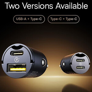 خرید شارژر فندکی فست شارژ ماشین یواس‌بی و تایپ‌سی 30 وات  بیسوس