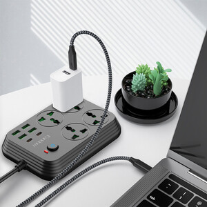 بهترین چندراهی برق چهار سوکت، چهار عدد یو اس بی و دو عدد تایپ‌سی 3000 وات ارلدام