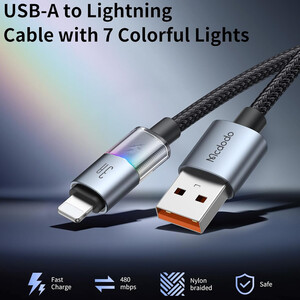 فروش سیم شارژ سریع  لایتنینگ هفت رنگ مک‌دودو