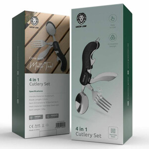 جعبه ست قاشق و چنگال مسافرتی 4 در 1  گرین لاین  GN-4IN1CSETBK