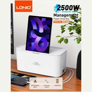 چندراهی برق 5 سوکت و 3 یو اس بی و شارژر بی سیم الدنیو LDNIO Smart Power Socket Storage Box SN5311