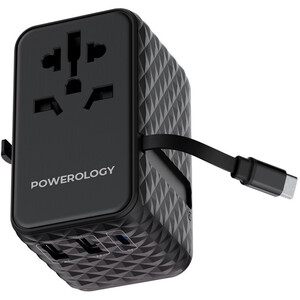 مبدل برق چندکاره 2500 وات و شارژر دیواری فست USB و تایپ‌سی 20 وات پاورولوژی PWCUQC028