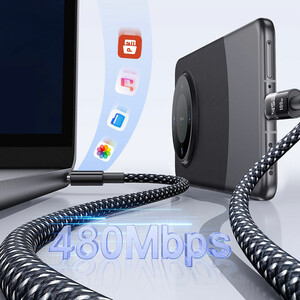 کابل فست شارژ یو‌اس‌بی به تایپ‌سی 100 وات بیسوس Display 2