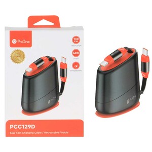 خرید آنلاین کابل شارژ سریع تایپ‌سی به تایپ‌سی 66 وات جمع‌شونده 130 سانتی‌متری پرووان