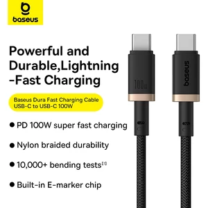 پر فروش ترین کابل سوپر فست شارژ تایپ‌سی به تایپ‌سی 100 وات یک متری بیسوس