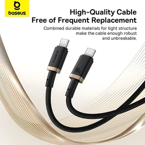 کابل سوپر فست شارژ تایپ‌سی به تایپ‌سی 100 وات یک متری بیسوس