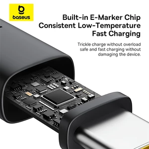 کابل سوپر فست شارژ تایپ‌سی به تایپ‌سی 100 وات یک متری بیسوس