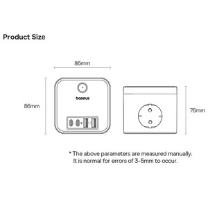 چندراهی و محافظ برق سه سوکت 4000 وات و هاب شارژ 2 یو‌اس‌بی و 2 تایپ‌سی 30 وات بیسوس