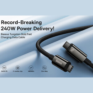 کابل دوسر تایپ سی  یک متری 240 وات بیسوس با کیفیت