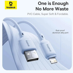 کابل فست شارژ یو اس بی به لایتنینگ 2.4 آمپر یک متری بیسوس