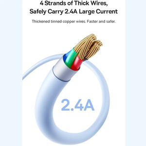 فروش کابل فست شارژ یو اس بی به لایتنینگ 2.4 آمپر یک متری بیسوس