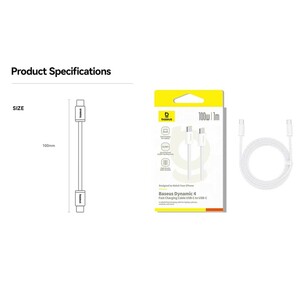 کابل شارژ تایپ سی به تایپ سی 100 وات یک متری بیسوس